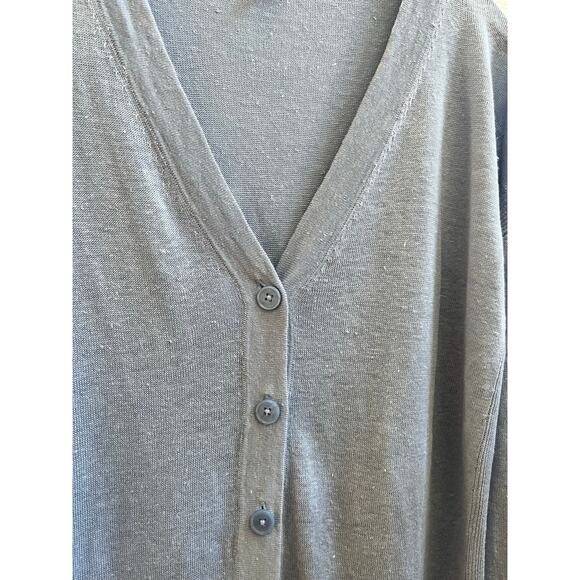 Talbots Powder Blue Linen Side Slits Cardigan Size Medium Lightweight - Picture 8 of 14